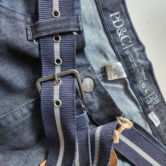 PD&C Men’s Blue Jeans – Size 38x32 – NWT with Belt - Picture 8 of 9